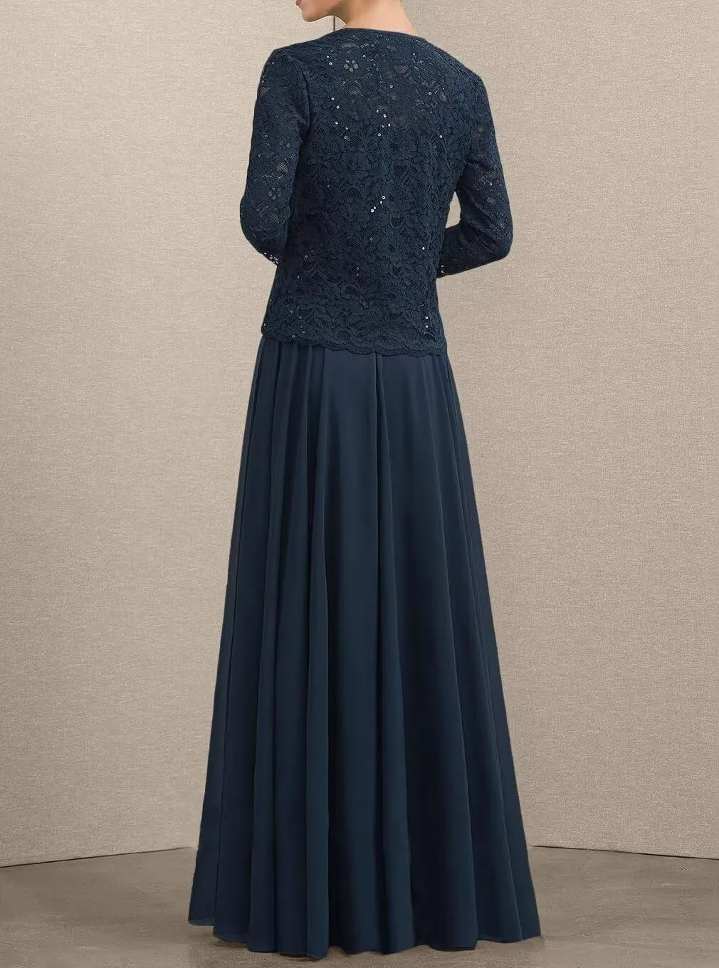 2 Piece Mother of The Bride Dresses for Wedding Chiffon Grandmother Dresses with Jacket