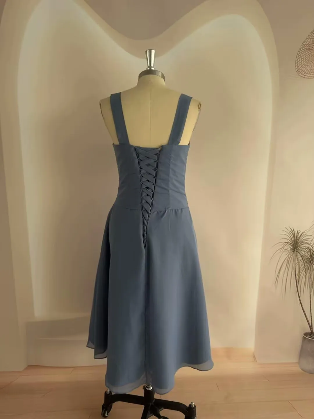 2 Piece Mother of The Bride Dresses for Wedding Tea Length Chiffon Formal Evening Dresses with Jacket