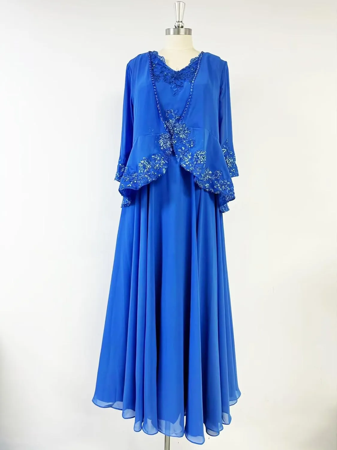 2 Pieces Mother of The Bride Dresses with Jacket Chiffon Laces Plus Size Formal Evening Dress
