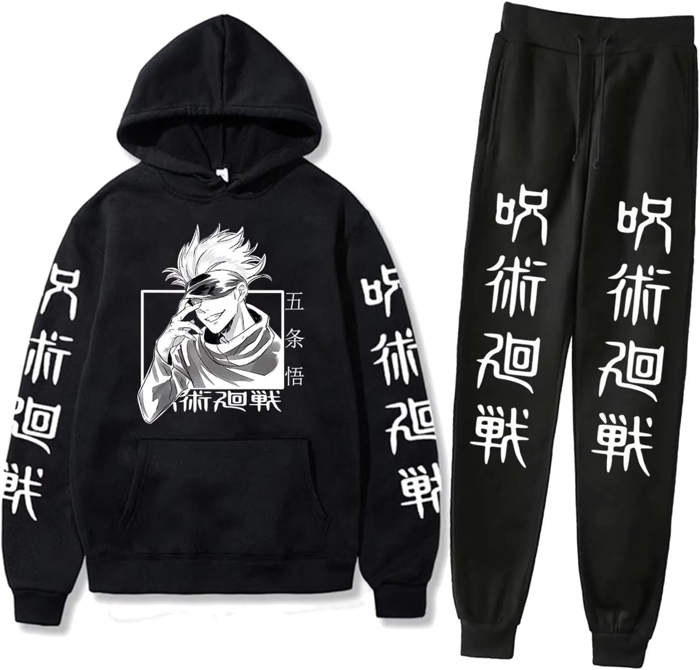 ACEFAST INC Cool Satoru Gojo Itadori Yuji Nobara Harajuku Anime Unisex Hoodie Pullovers Sweatpants 2 Pieces Set
