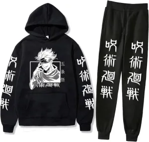 ACEFAST INC Cool Satoru Gojo Itadori Yuji Nobara Harajuku Anime Unisex Hoodie Pullovers Sweatpants 2 Pieces Set