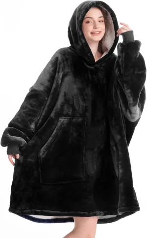 Aemicion Oversized Sherpa Fleece Blanket Hoodie - Soft, Warm, Thick Hooded Sweatshirt Blanket for Adults, Women, Girls, Teens