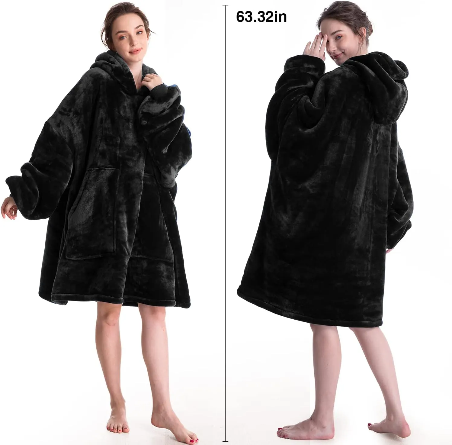 Aemicion Oversized Sherpa Fleece Blanket Hoodie - Soft, Warm, Thick Hooded Sweatshirt Blanket for Adults, Women, Girls, Teens