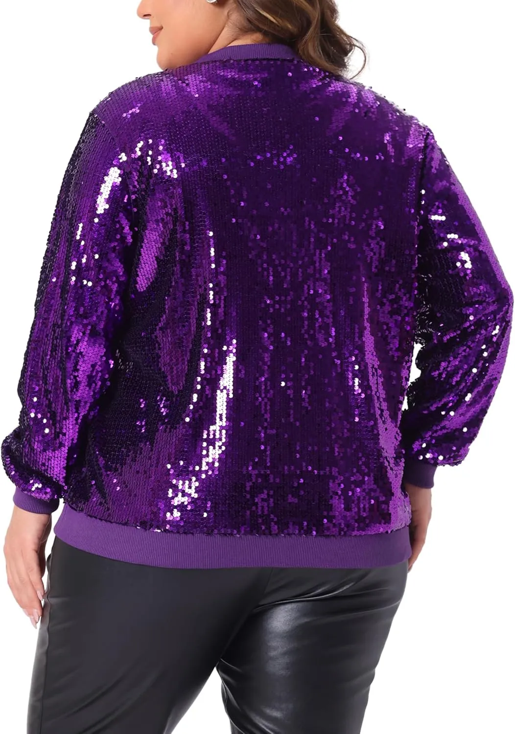 Agnes Orinda Plus Size Metallic Jacket for Women Sparkle Party 2024 Sequin Bomber Jackets