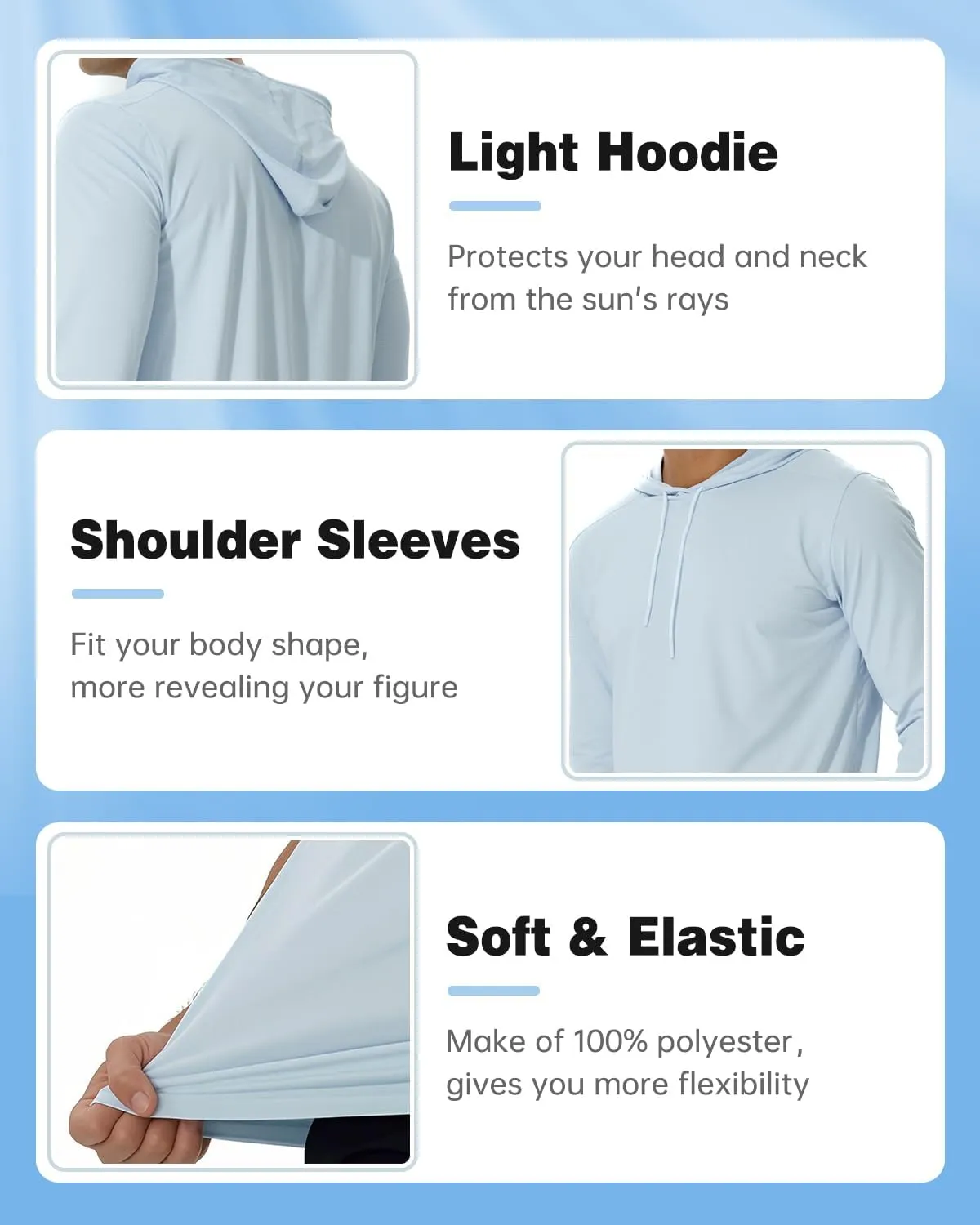 AIMPACT Men's Sun Protection Shirts UV SPF UPF 50  Long Short Sleeve Hoodie Rash Guard Fishing Swimming Shirt Lightweight
