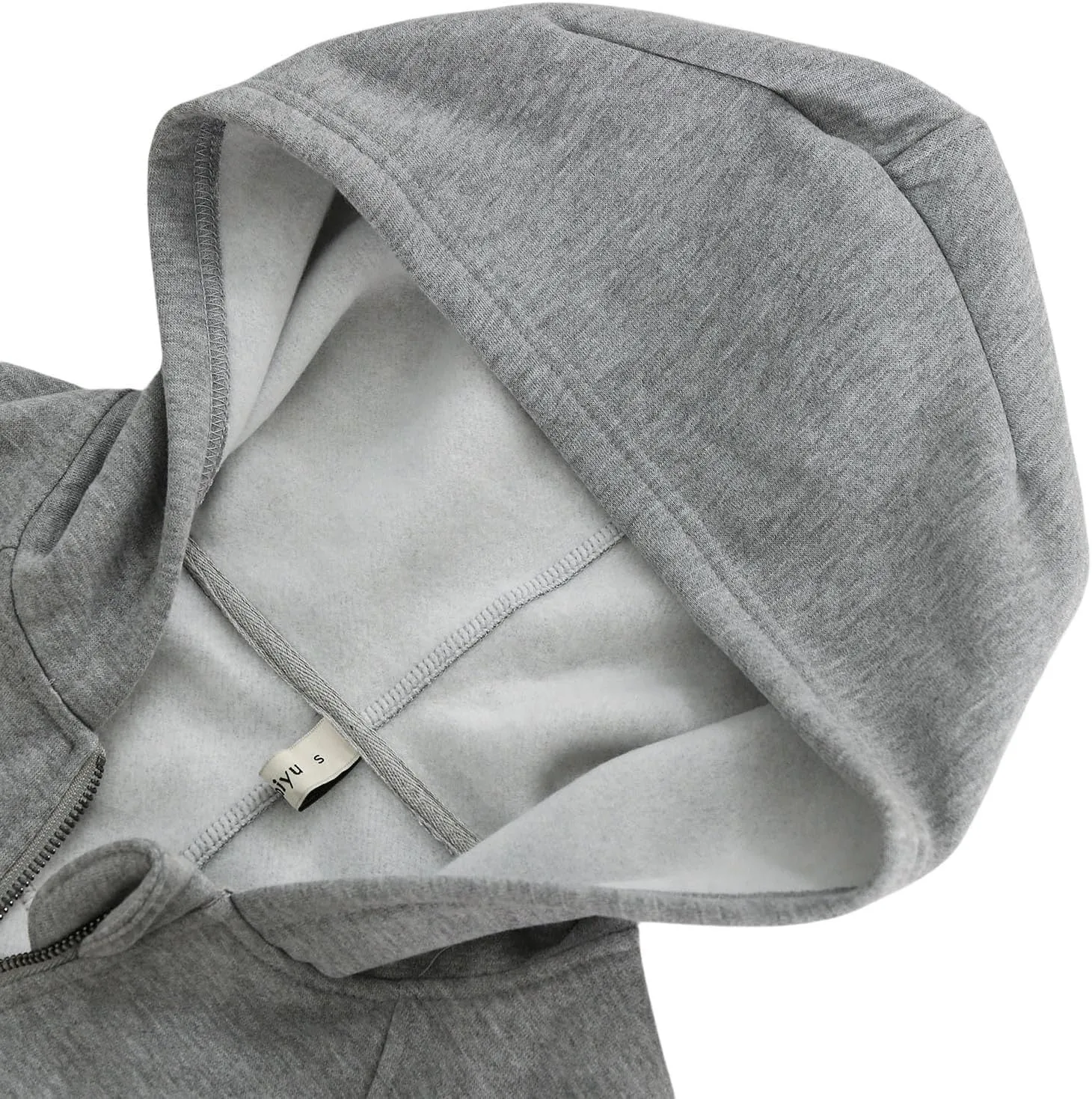 Amazhiyu Women' s Fleece Oversized Full-Zip Cropped Hoodie Winter Crop Top