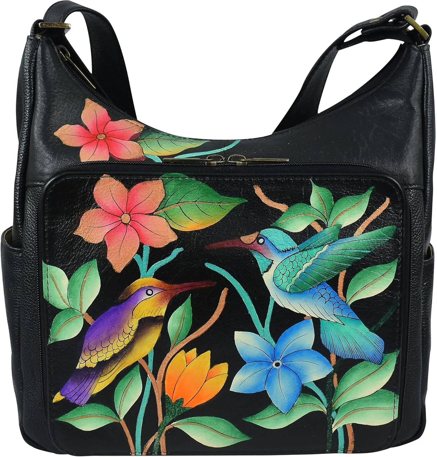 Anna by Anuschka Womens Zip-top Multi-compartment Tall Organizer Genuine Leather