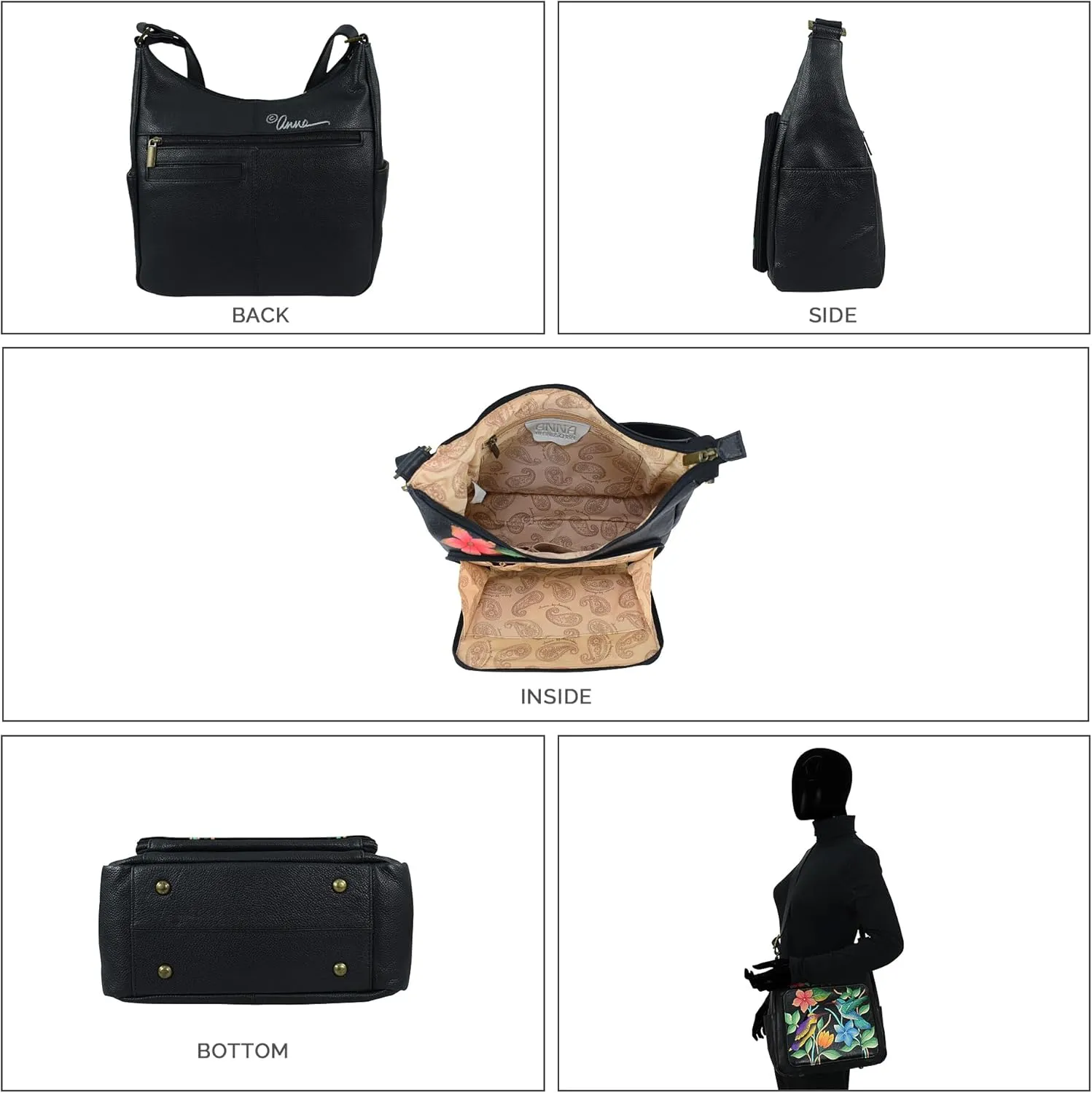 Anna by Anuschka Womens Zip-top Multi-compartment Tall Organizer Genuine Leather