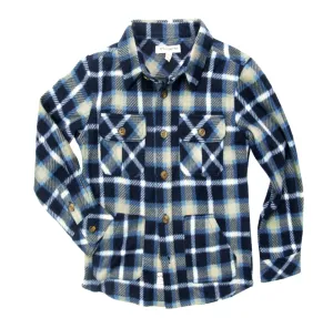 Appaman - Boys Snow Fleece Shirt in Blue/Tan Plaid