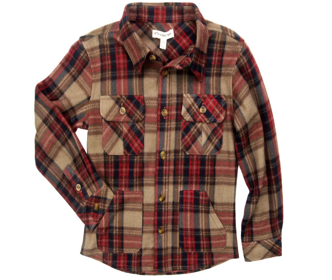 Appaman - Boys Snow Fleece Shirt in Burgundy/Brown Plaid