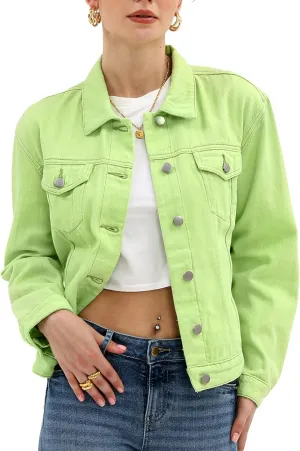 Argstar Denim Jacket for Women Button Up Long Sleeve with Pockets (Available in Inner Pockets)