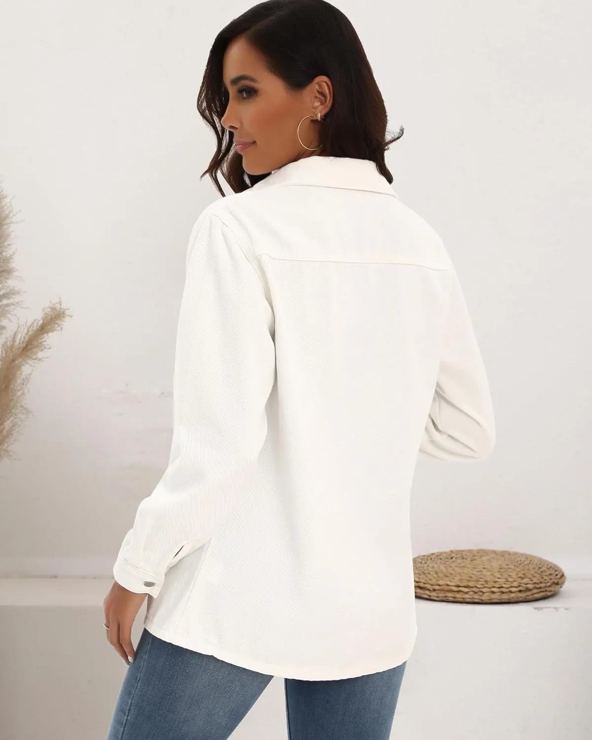 Argstar Denim Jacket for Women Button Up Long Sleeve with Pockets (Available in Inner Pockets)