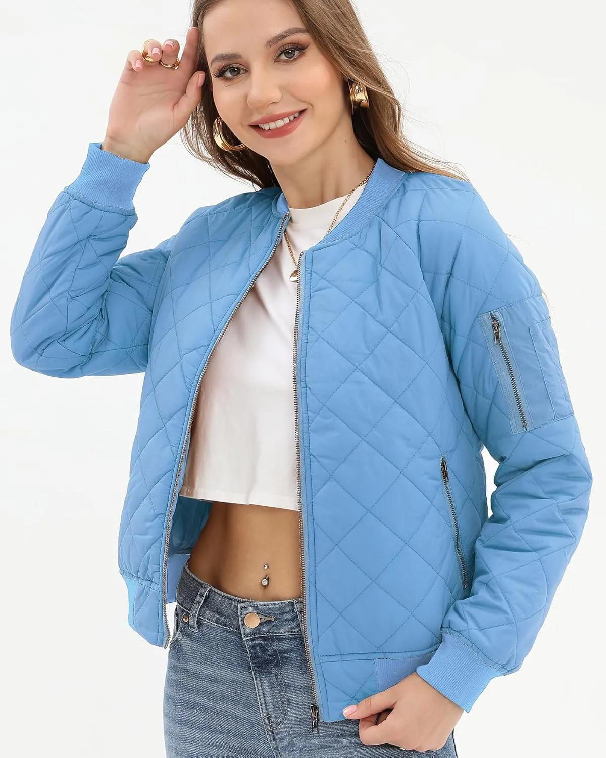 Argstar Women's Quilted Bomber Jakcet with 5 Pockets (XS-XXL)