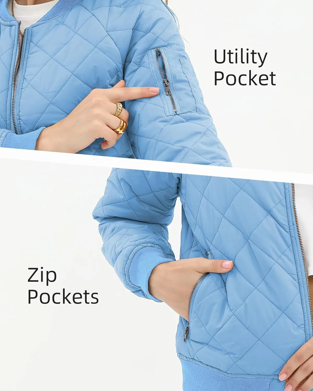 Argstar Women's Quilted Bomber Jakcet with 5 Pockets (XS-XXL)