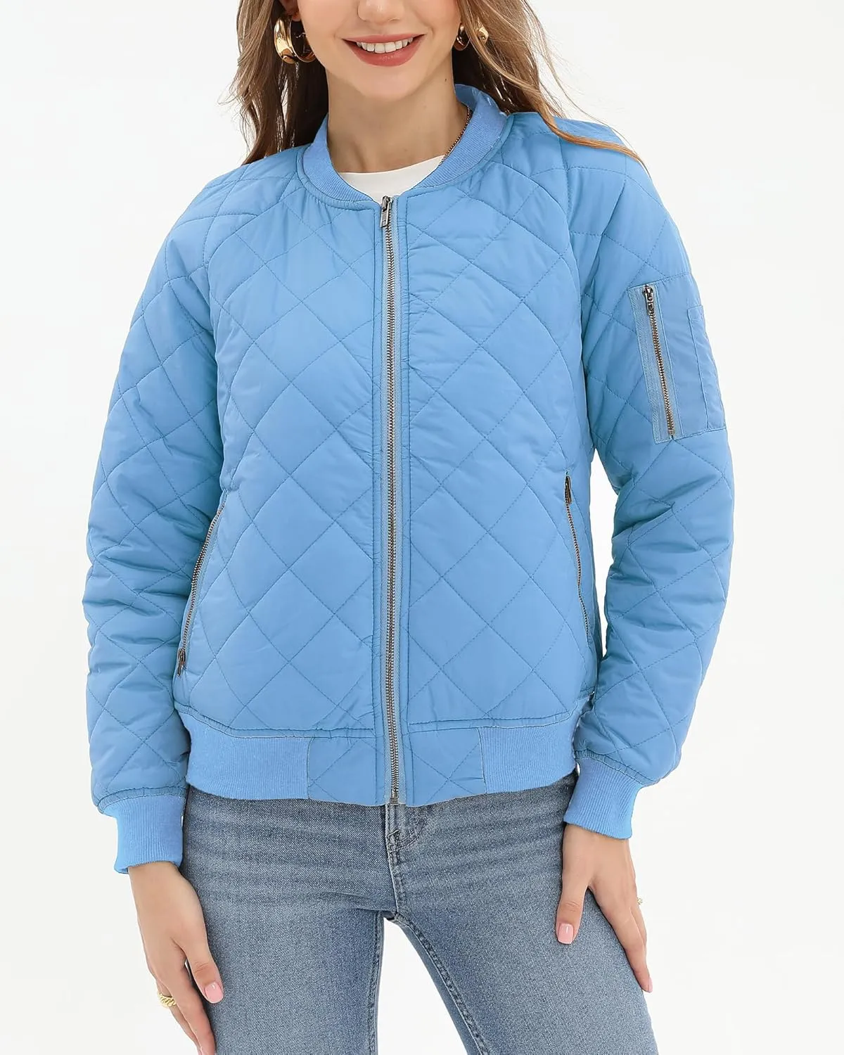 Argstar Women's Quilted Bomber Jakcet with 5 Pockets (XS-XXL)