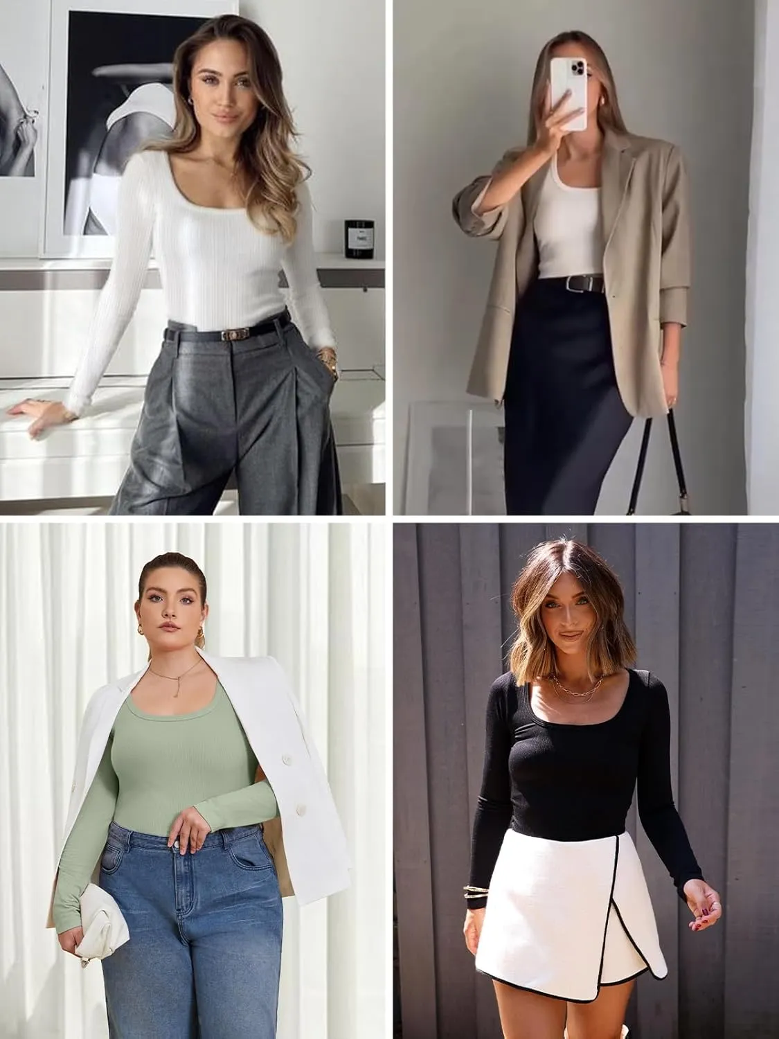 ATHMILE Womens Tops Ribbed Scoop Neck Knit Slim Fitted Casual Basic Tee Shirts for Women Fashion Trendy 2025