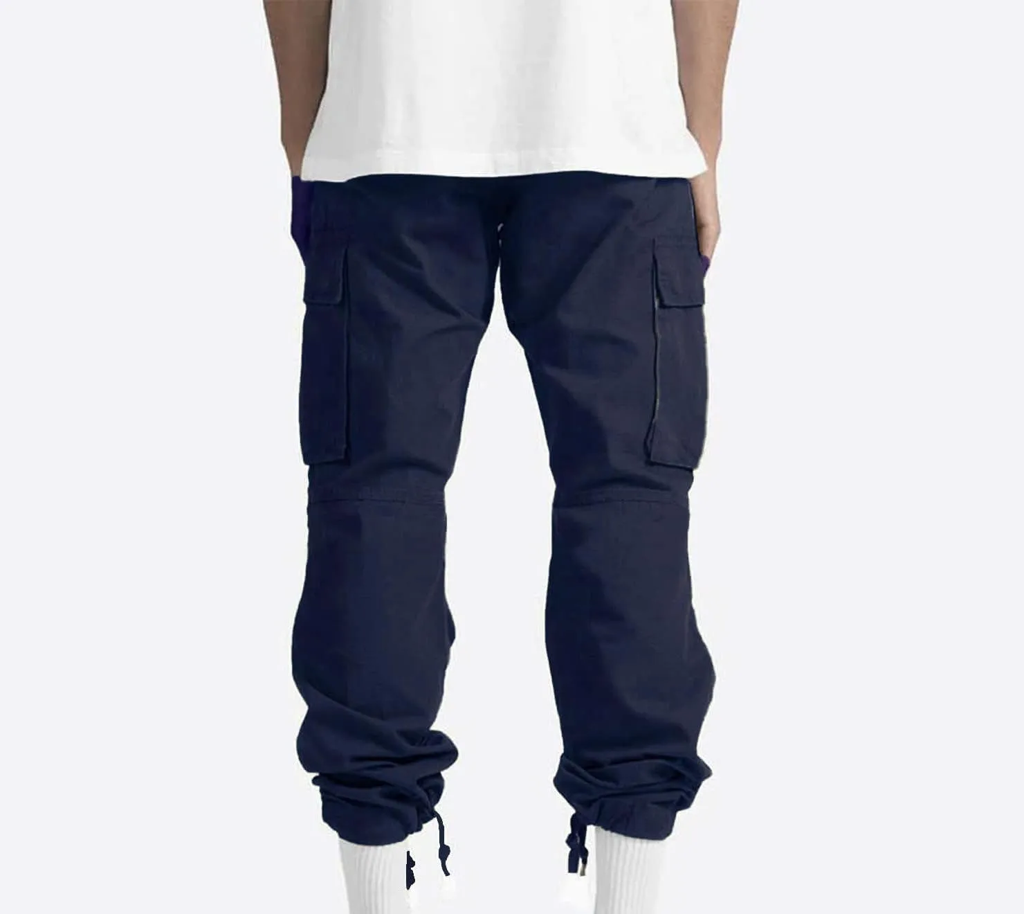 Baggy Cargo Pants Men Streetwear Drawstring Loose Wide Leg Work Pants Outdoor Fitness Straight Jogging Pants