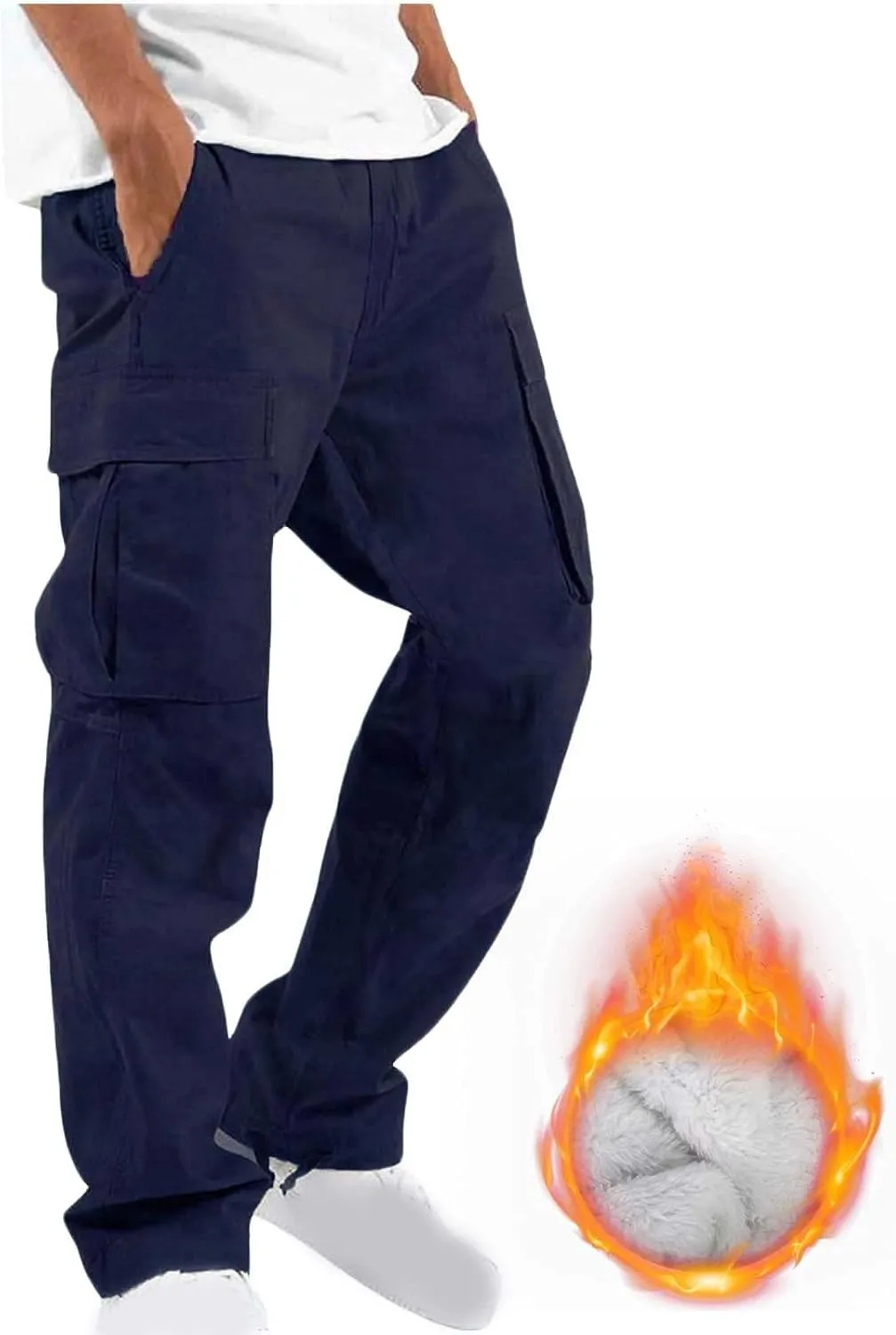 Baggy Cargo Pants Men Streetwear Drawstring Loose Wide Leg Work Pants Outdoor Fitness Straight Jogging Pants