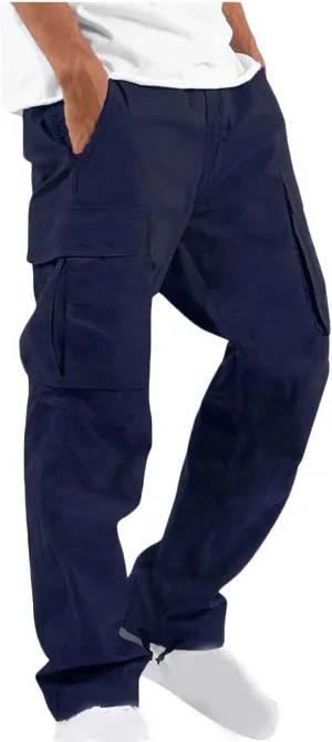 Baggy Cargo Pants Men Streetwear Drawstring Loose Wide Leg Work Pants Outdoor Fitness Straight Jogging Pants