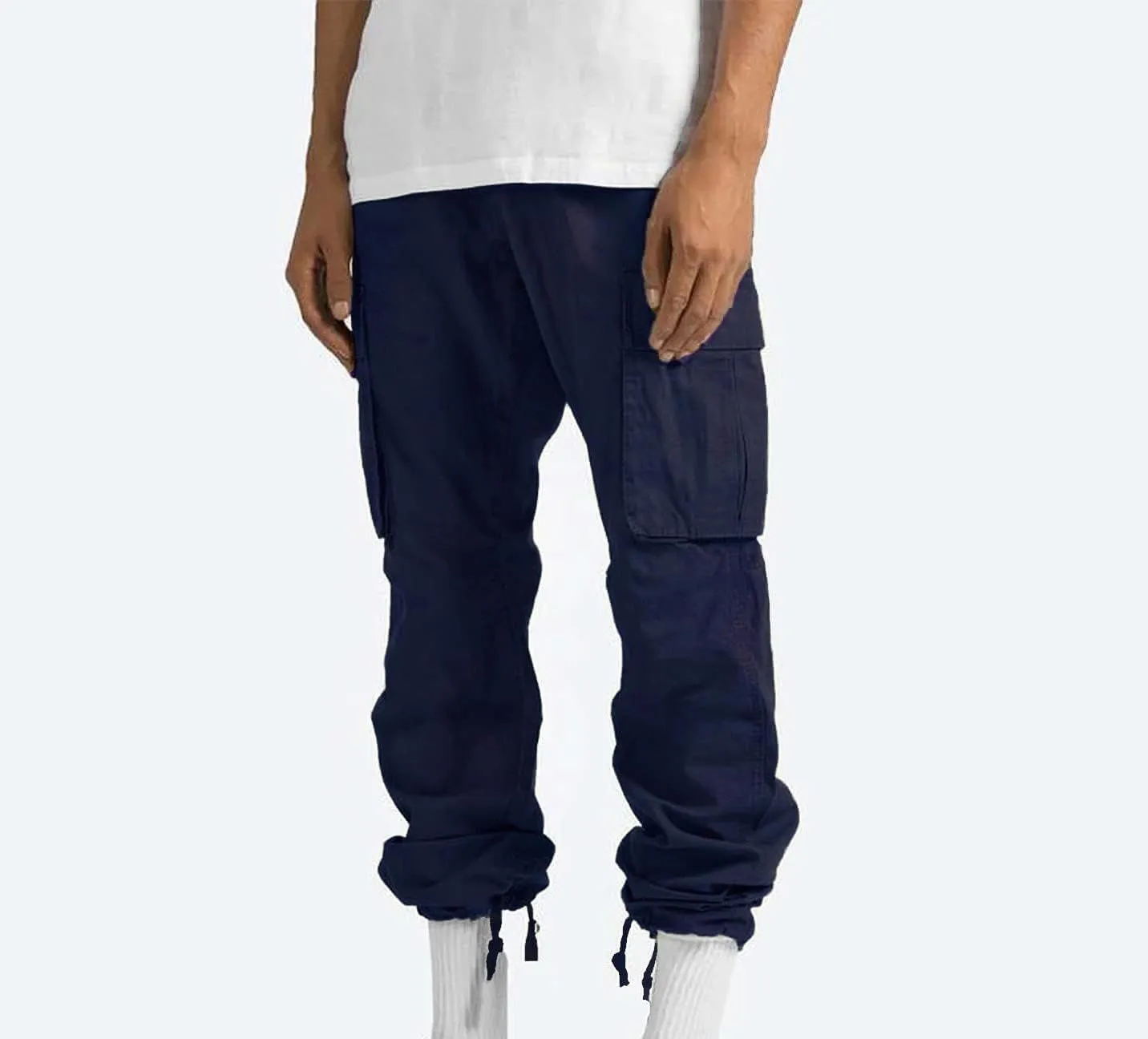 Baggy Cargo Pants Men Streetwear Drawstring Loose Wide Leg Work Pants Outdoor Fitness Straight Jogging Pants