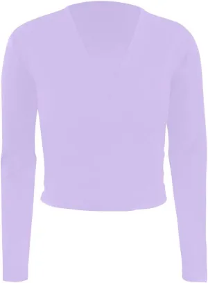 Ballet Wrap Top Dance Cotton Long Sleeve Self Tie Cardigan for Girls