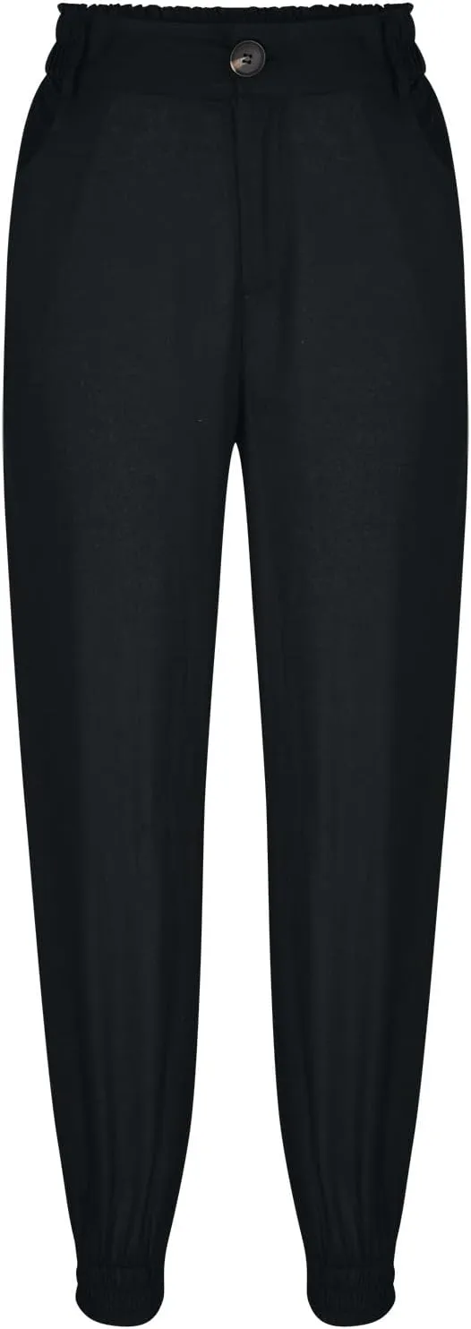 Binmer Summer Casual Linen Capri Pants for Womens Elastic Waist Cropped Comfy Baggy Trousers with Pockets 2024 Fashion