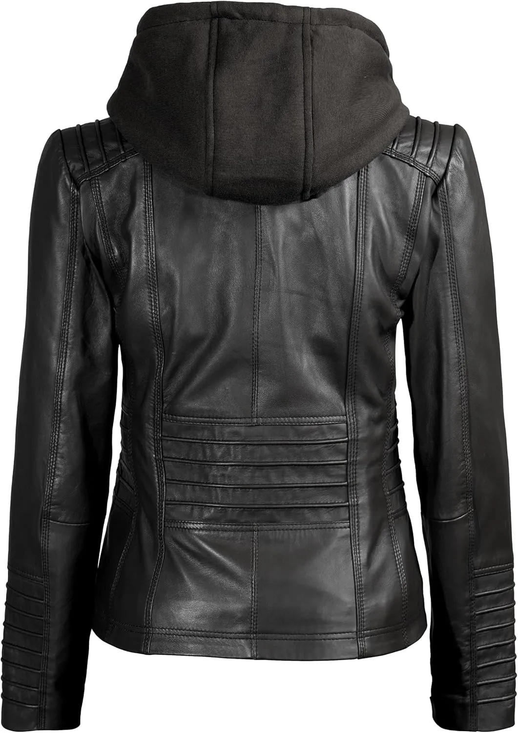 Blingsoul Leather Jacket Women - Real Lambskin Womens Leather Jackets with Removable Hood