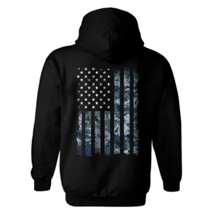 BLUE camouflage American Flag Patriotic Hoodie | BLUE Camouflage Distressed American Flag | USA Flag | Unisex Hoodies