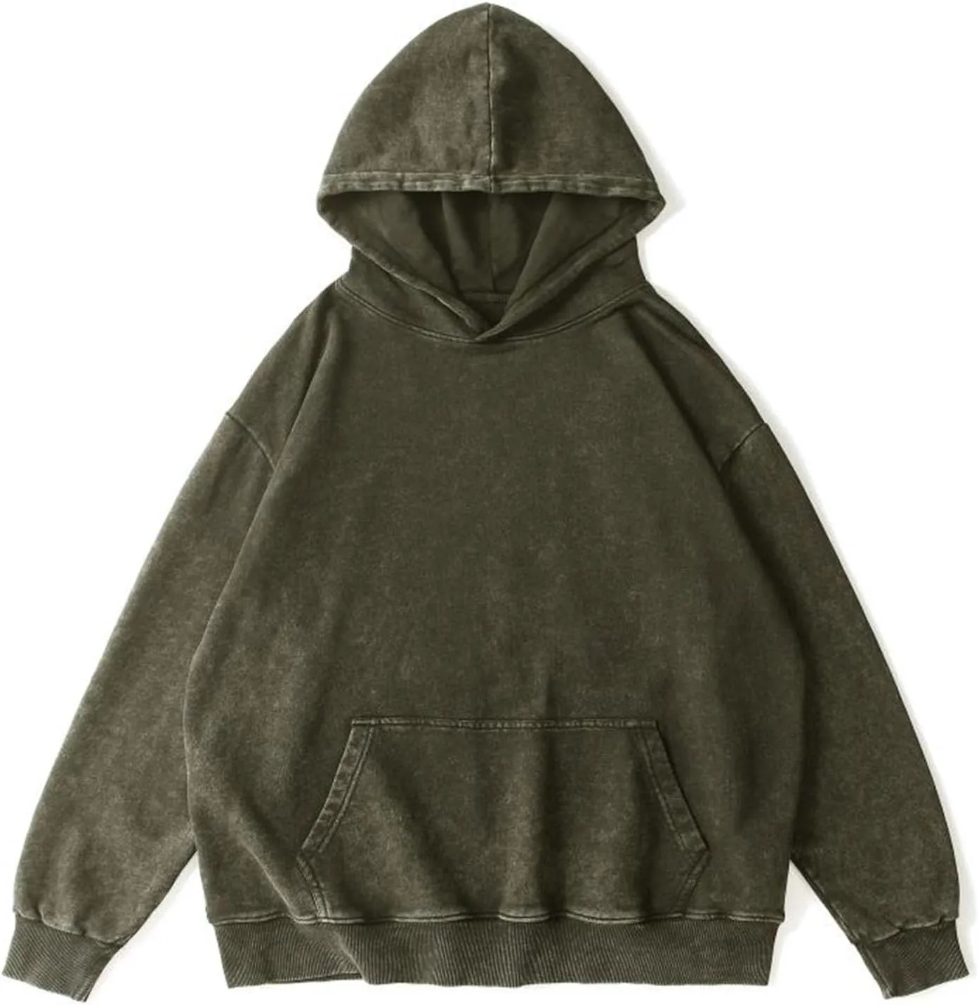 Bobeutou Oversized Hoodie Men Vintage Cotton Casual Hooded Sweatshirt Trendy Baggy Basic Hoodies Retro Pullover Streetwear