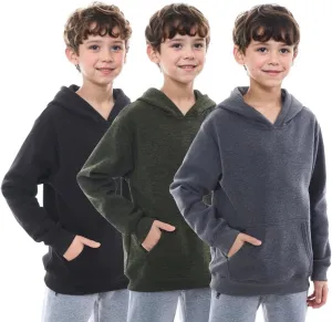 Boys Athletic Hoodie Sweatshirt, 3 Pk Fleece Long Sleeve Kids Pullover Hoodies boy&girl Size 6-20