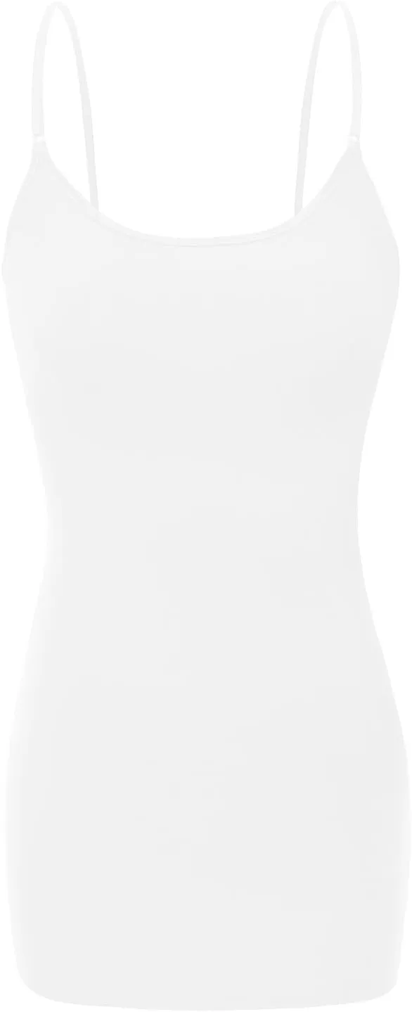 Bozzolo Women's Ladies Adjustable Spaghetti Strap Basic Long Cami Tunic Tank Top