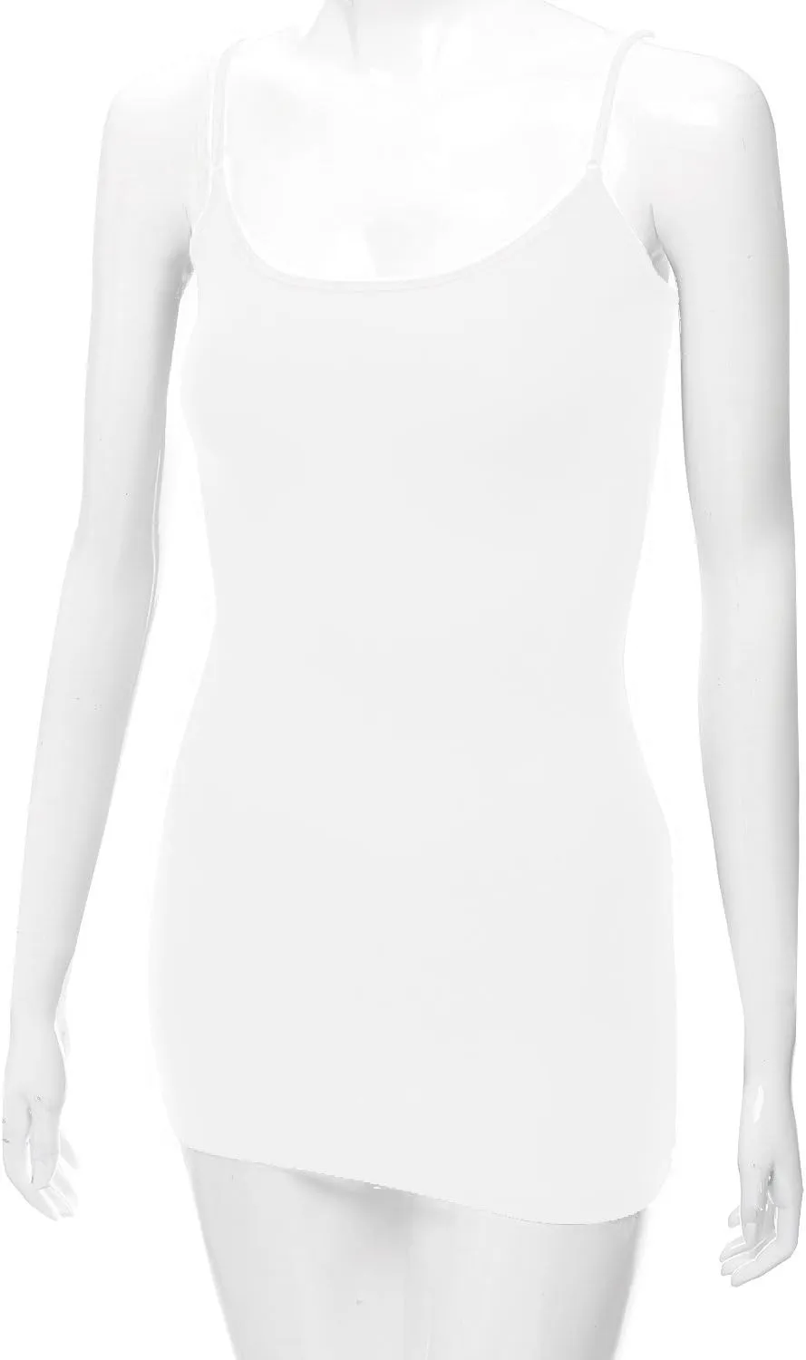Bozzolo Women's Ladies Adjustable Spaghetti Strap Basic Long Cami Tunic Tank Top