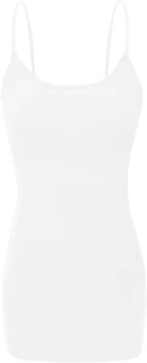 Bozzolo Women's Ladies Adjustable Spaghetti Strap Basic Long Cami Tunic Tank Top