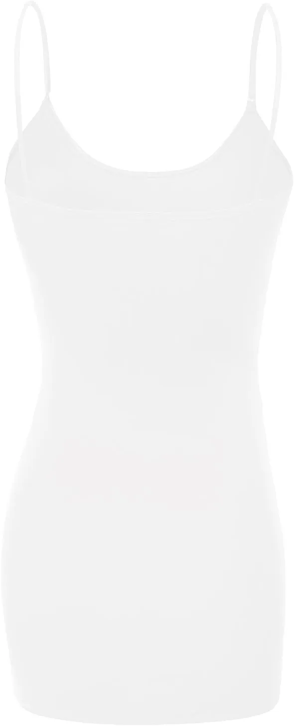 Bozzolo Women's Ladies Adjustable Spaghetti Strap Basic Long Cami Tunic Tank Top