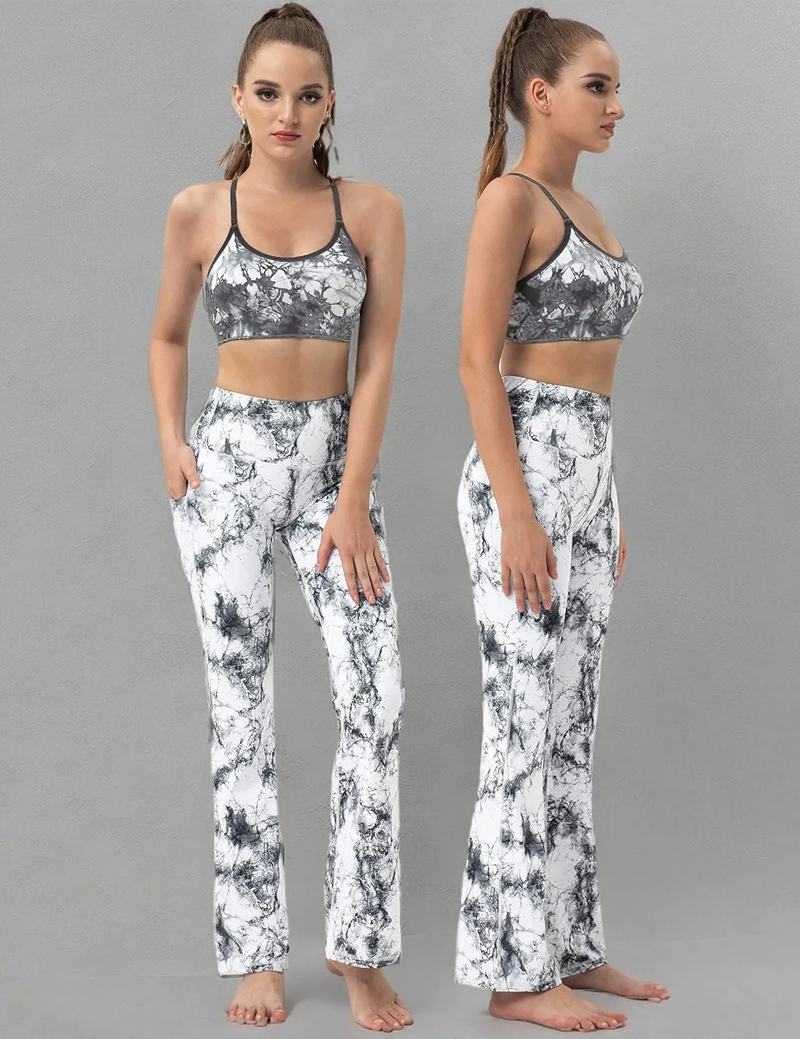 BUBBLELIME 29"/31"/33"/35"/37" Women Bootleg/Wide Legs High Waist Yoga Pants Tummy Control Bootcut Workout Flared Out Pockets