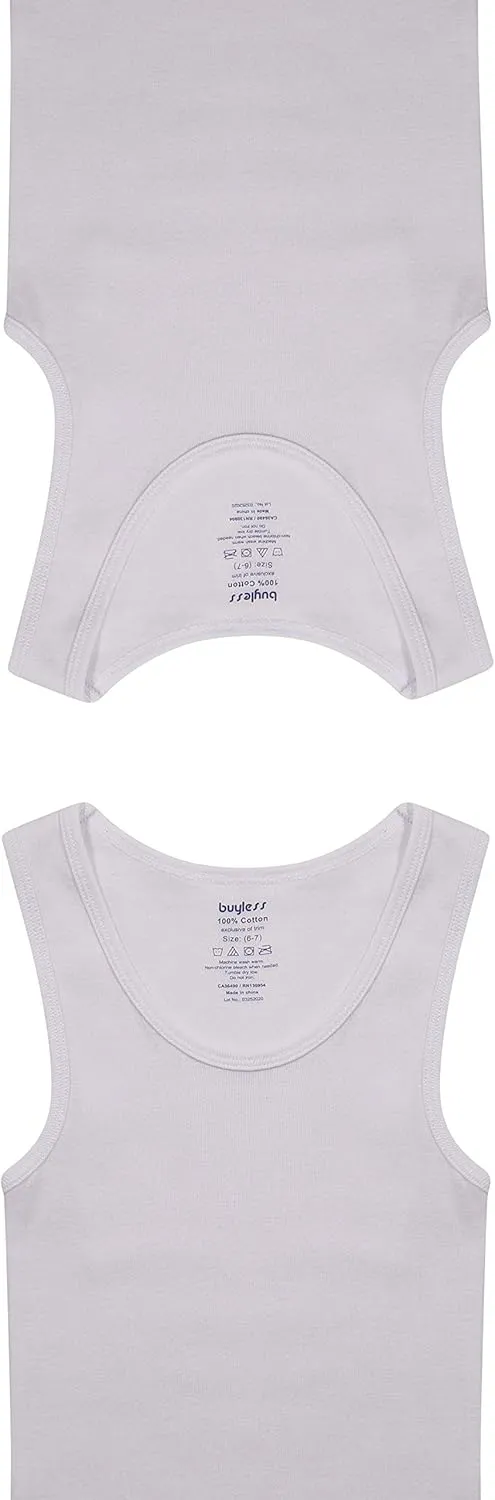 Buyless Fashion Boys Scoop Neck Tagless Undershirts Soft Cotton Tank Top (12 Pack)