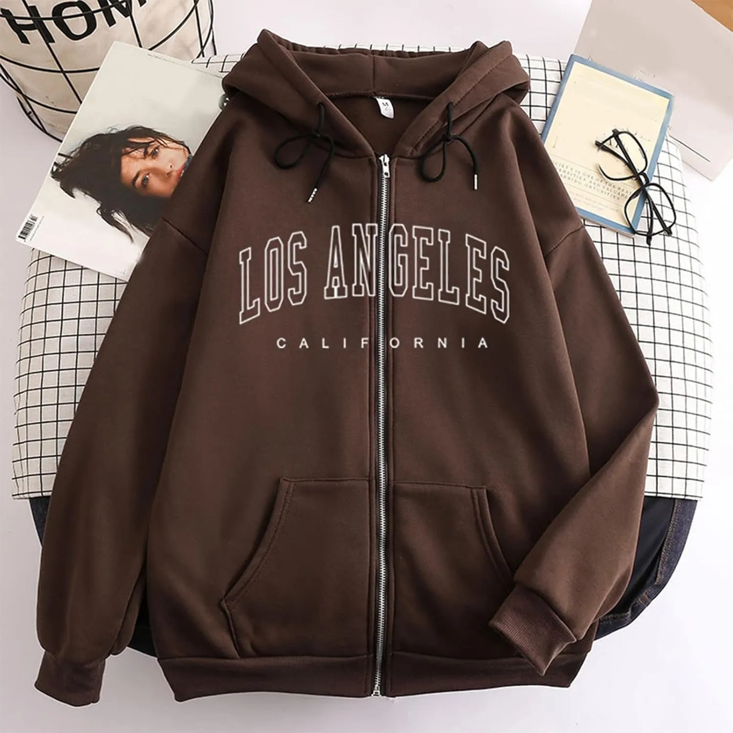 California Hoodies For Girls Letter Print Graphic Sweatshirt Hooded Long Sleeve Casual Loose Pullover Tops For 4-14 Years