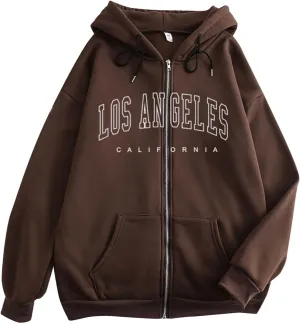California Hoodies For Girls Letter Print Graphic Sweatshirt Hooded Long Sleeve Casual Loose Pullover Tops For 4-14 Years