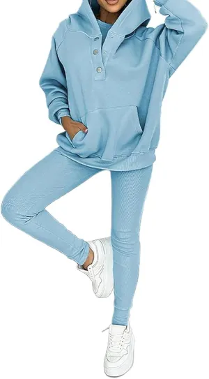 Calmlily 3 Piece Hoodie Set Women,Calmlily Oversized Hooded Casual 3pc Sweatshirt Suit,3 Piece Sets for Women