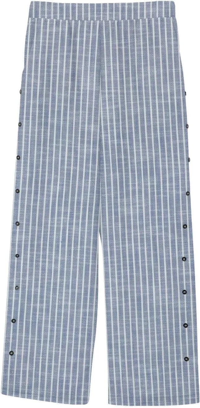 Capris Pants for Women Striped Elastic Waistband High Waistband Pocket Pants Side Nine Point Loose Casual
