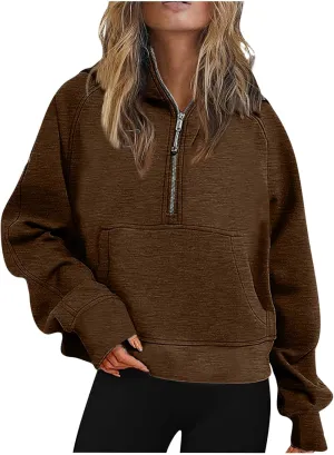 Ceboyel Oversized Sweatshirt for Women Long Sleeve Pullover Tops 1/4 Zip Up Hoodie Y2k Trendy Fall Clothing 2023