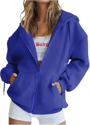 Ceboyel Women Oversized Zip Up Hoodies Hoodie Sweatshirts Fall Jacket Streetwear Y2K Teen Girls Trendy Clothes Outfits 2023