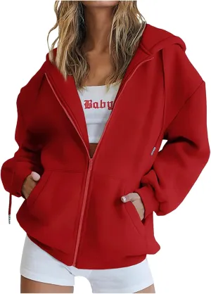 Ceboyel Women Oversized Zip Up Hoodies Hoodie Sweatshirts Fall Jacket Streetwear Y2K Teen Girls Trendy Clothes Outfits 2023