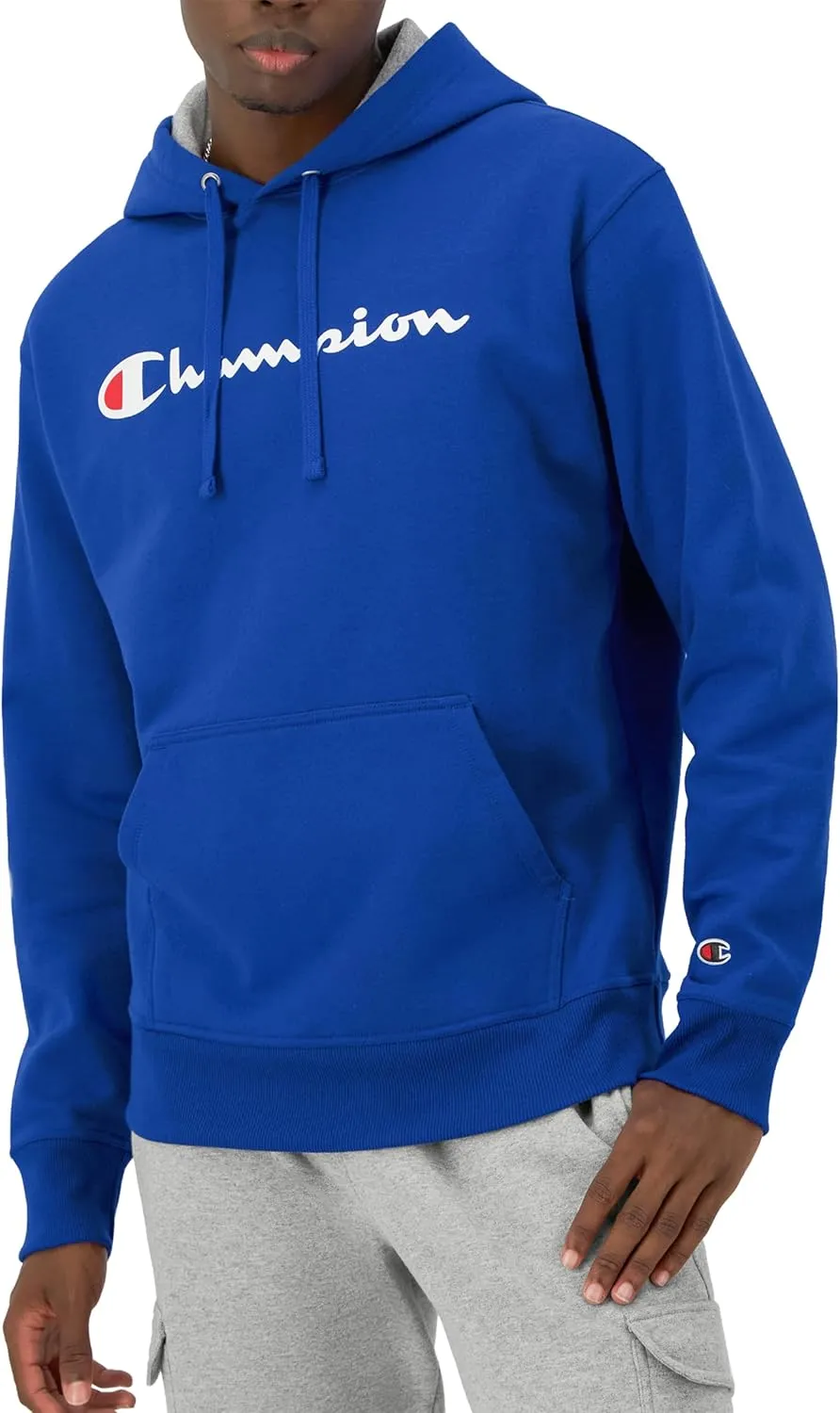 Champion Men's Powerblend Fleece Hoodie Sweatshirt with Script Logo (Regular and Big & Tall)
