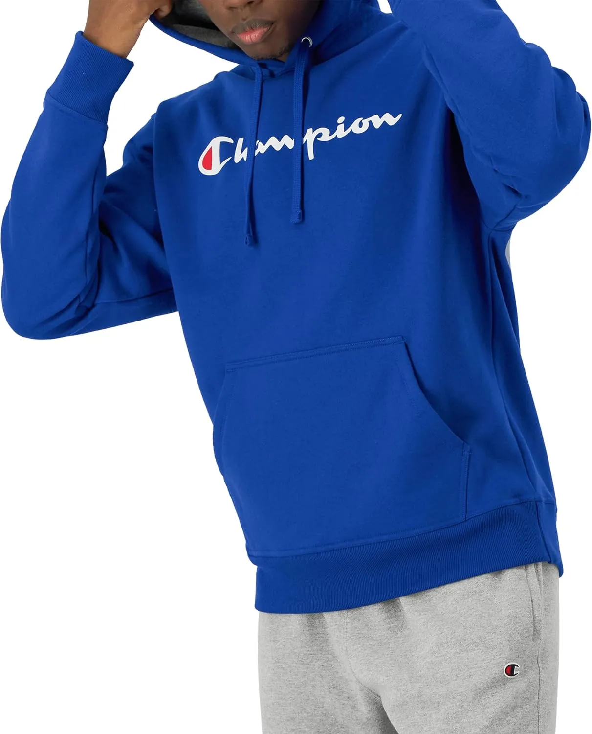 Champion Men's Powerblend Fleece Hoodie Sweatshirt with Script Logo (Regular and Big & Tall)