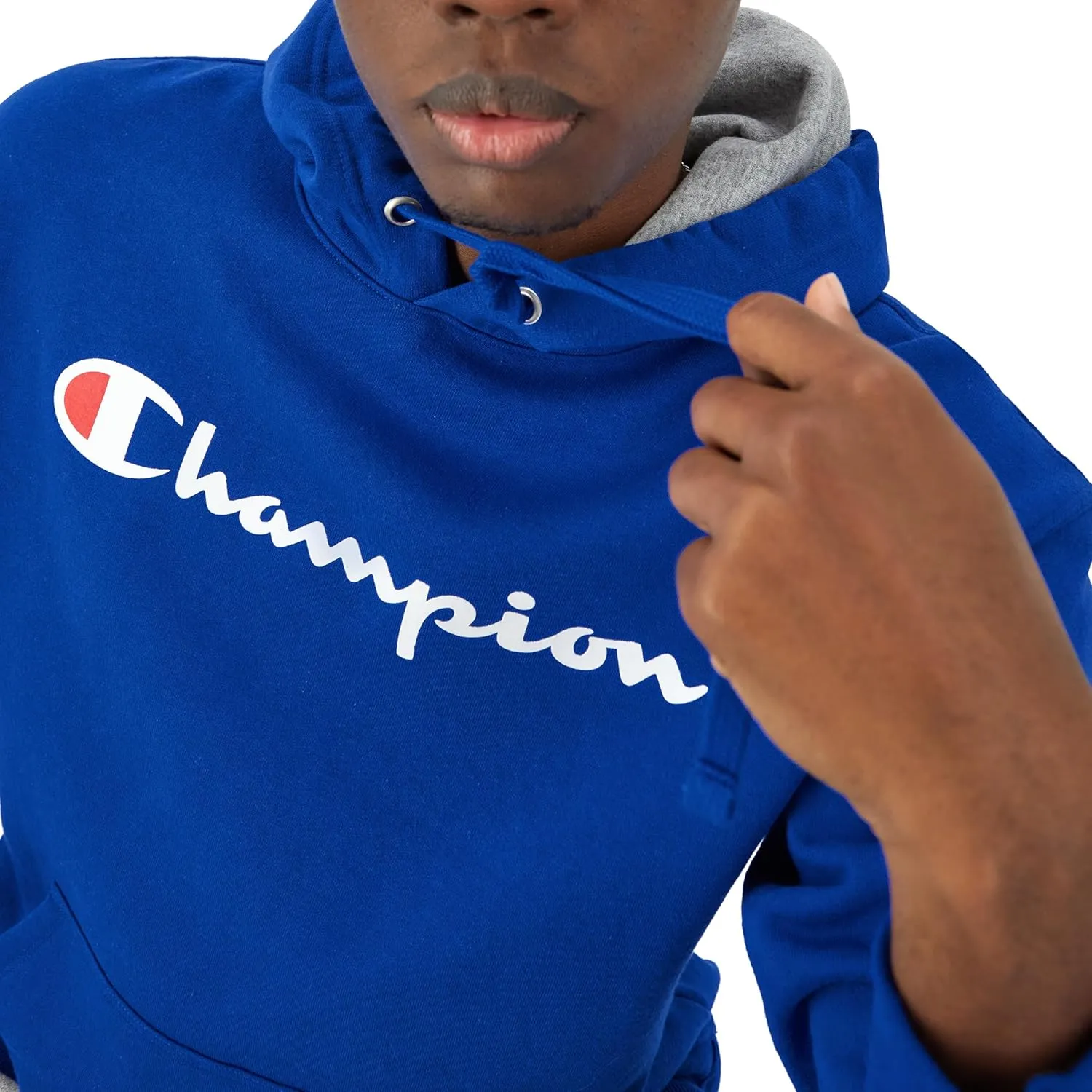Champion Men's Powerblend Fleece Hoodie Sweatshirt with Script Logo (Regular and Big & Tall)