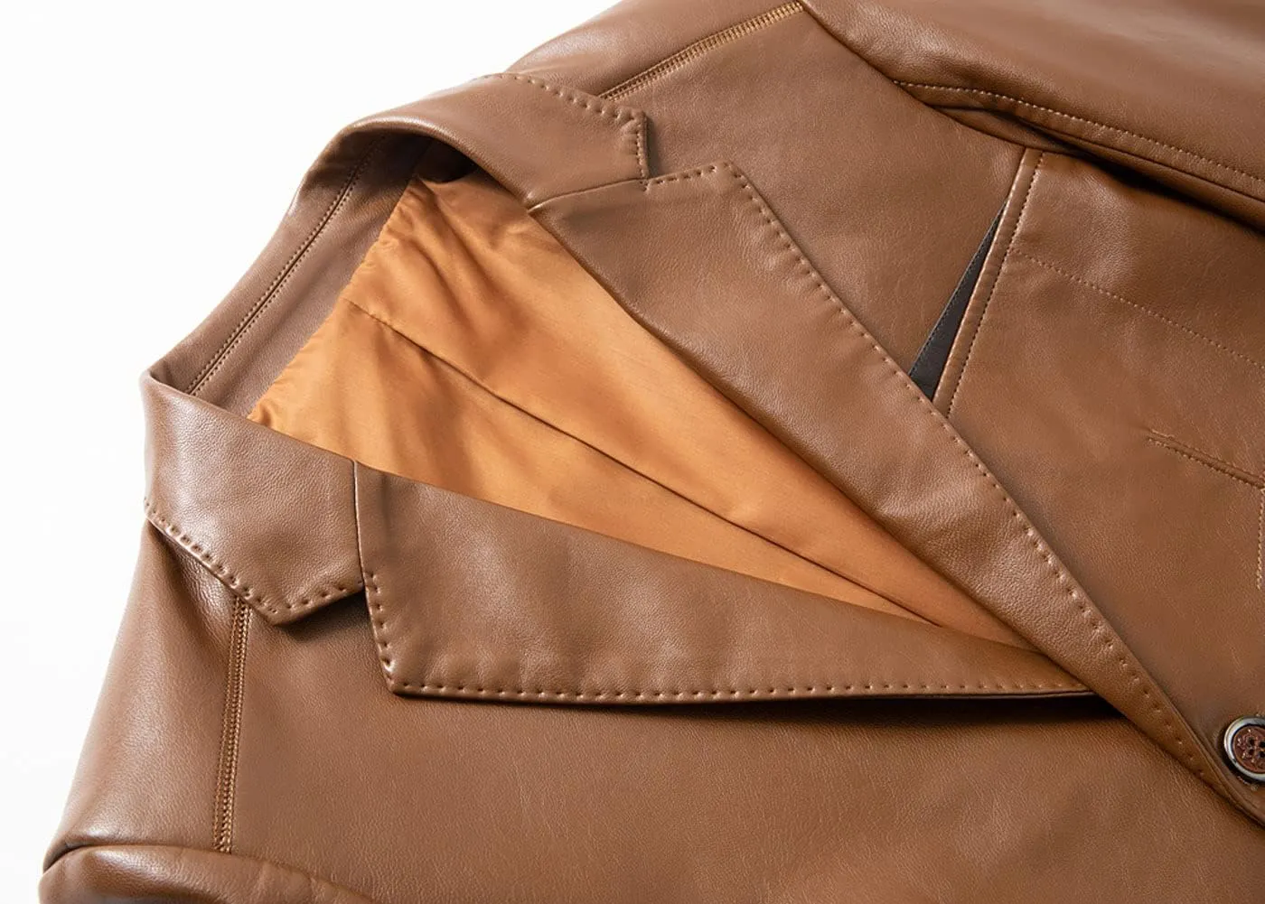 CHARTOU Men's Regular Fit Button Down Lined Business Lambskin Leather Jacket Blazer with Pockets