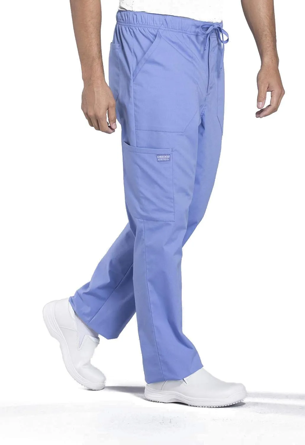 Cherokee Men's Scrub Pant Tapered Leg Fly Front Cargo Pant with 5 Pockets WW190