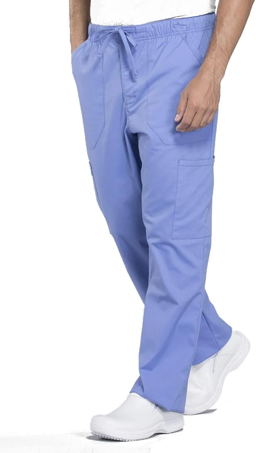 Cherokee Men's Scrub Pant Tapered Leg Fly Front Cargo Pant with 5 Pockets WW190
