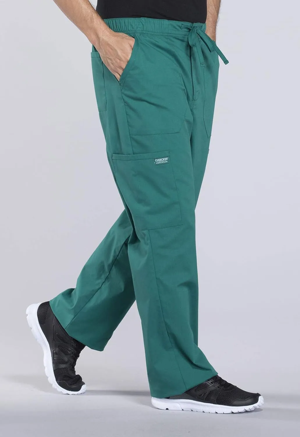 Cherokee Men's Scrub Pant Tapered Leg Fly Front Cargo Pant with 5 Pockets WW190